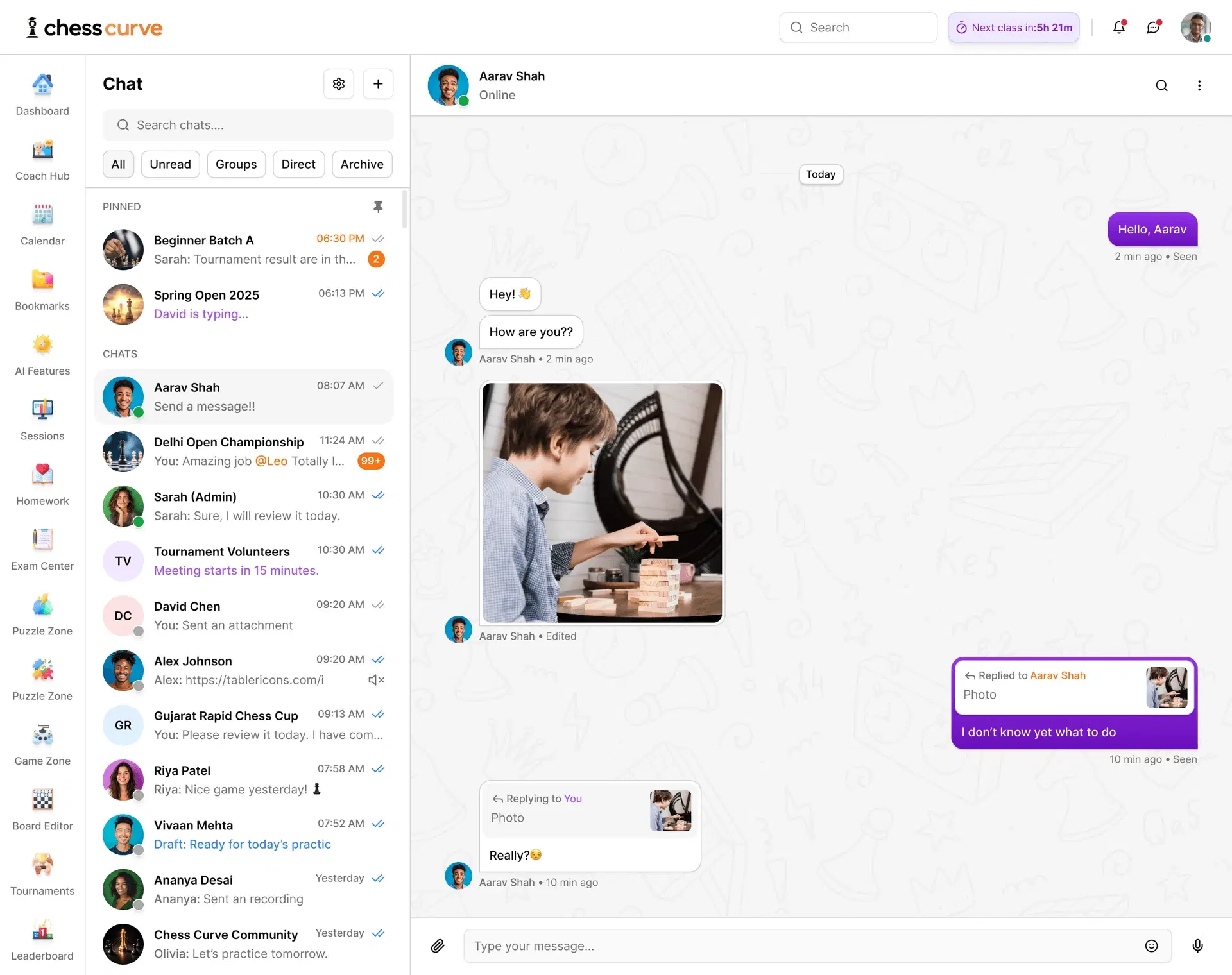 ChessCurve AI classroom — Chat Module